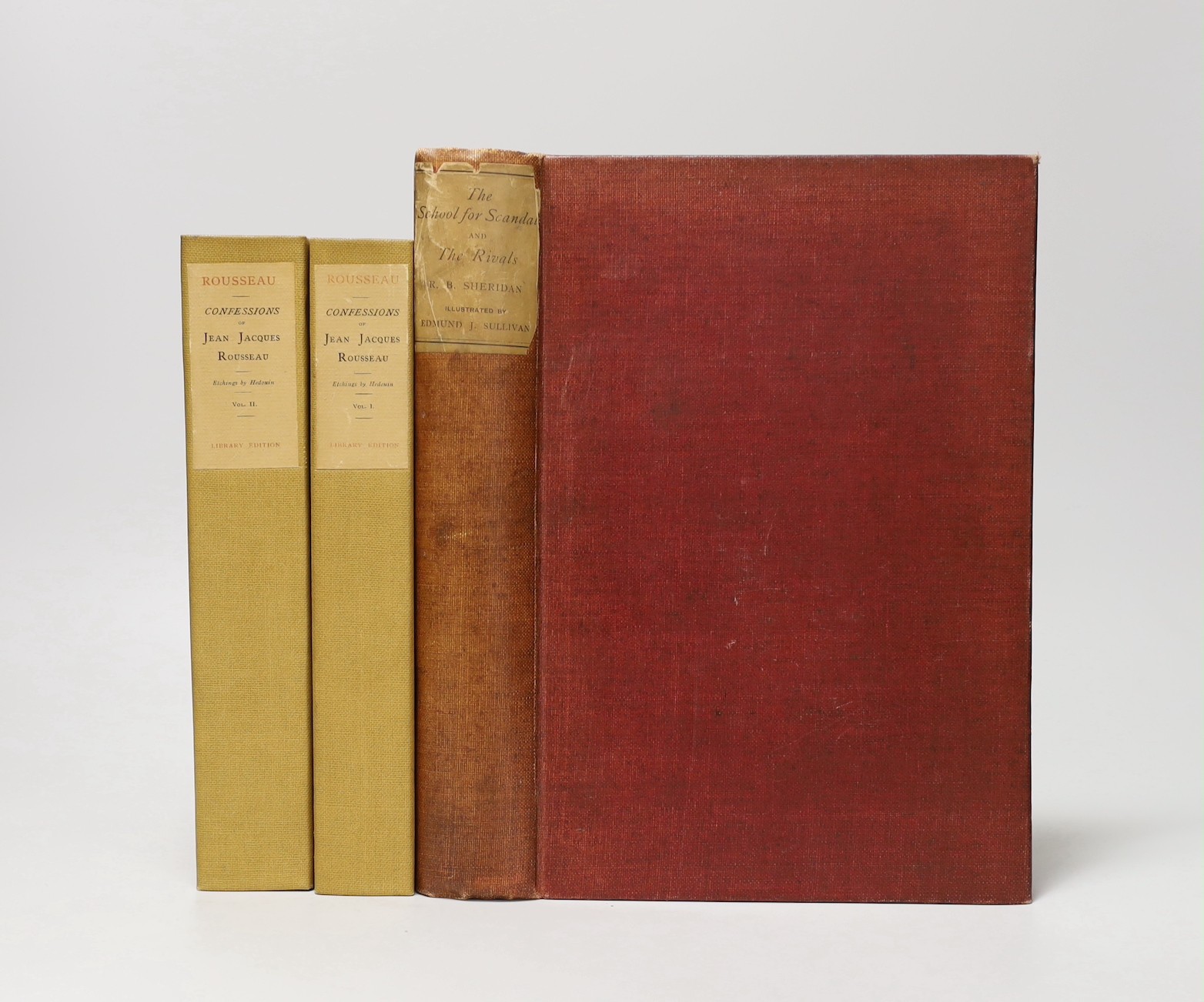 Edmund J Sullivan - The School for Scandals… and two volumes of Confessions of Jean Jacques Rousseau
